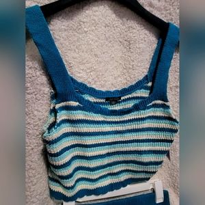 Wild Fable crochet crop top  Size Large. NWOT Never worn. Teal, Blue & cream.